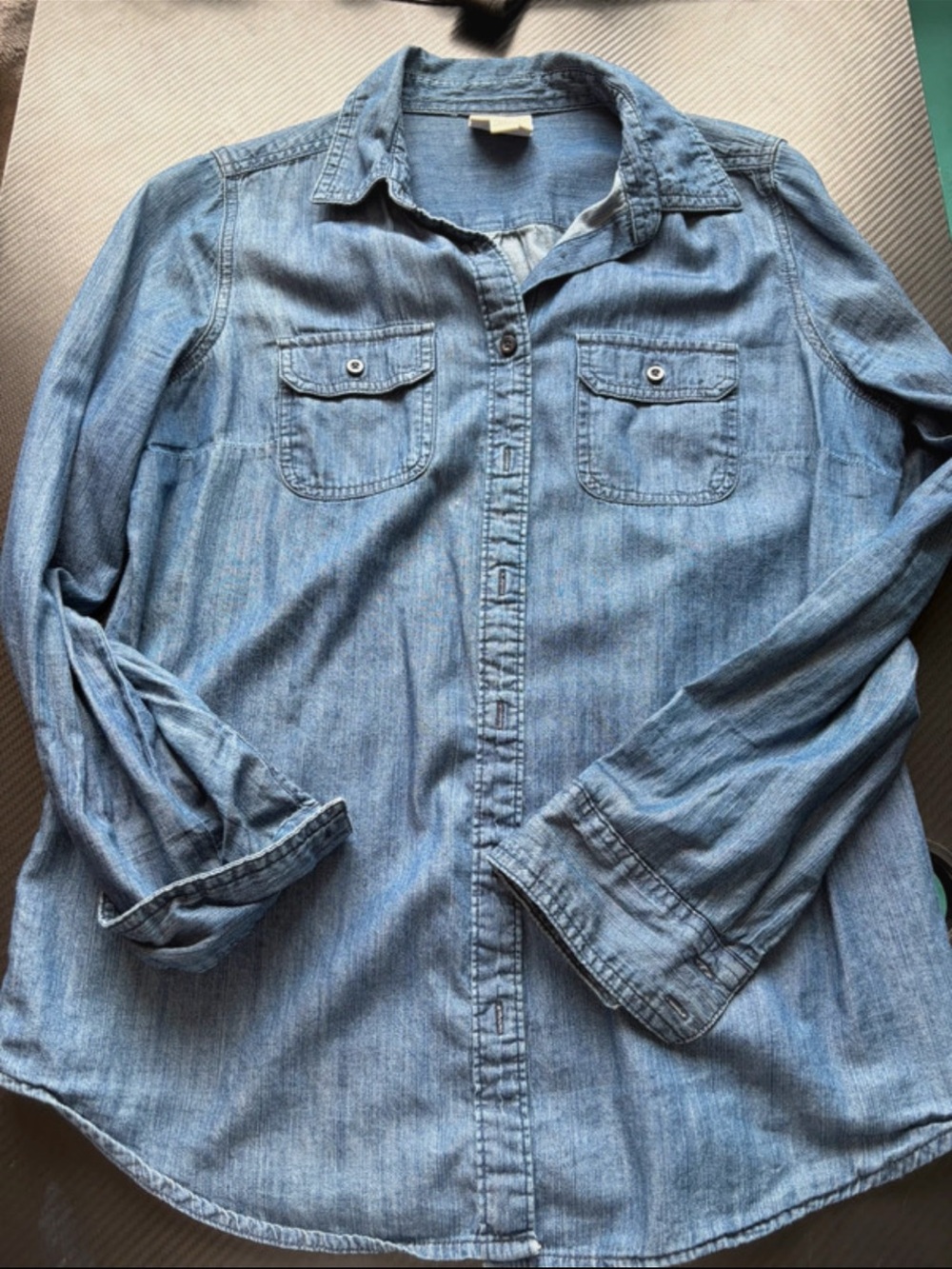 St. John's Bay Light Blue Denim Button-Up Shirt